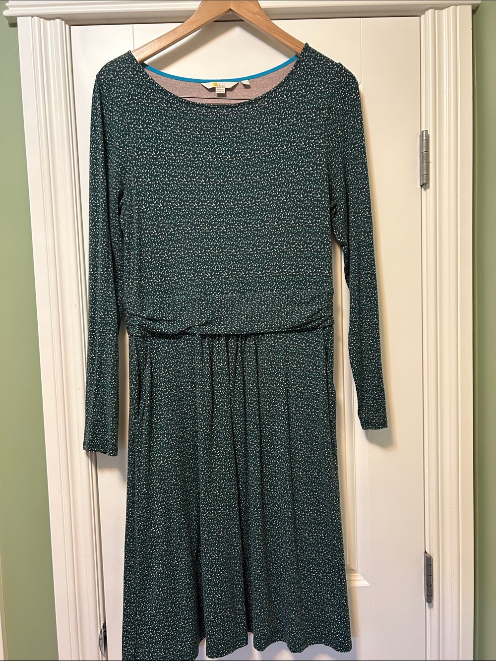 Long Sleeve Teal Printed Women's Dress
